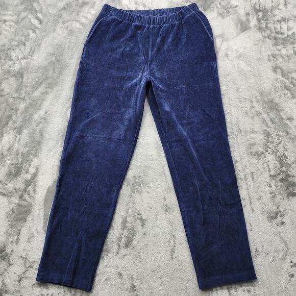 Lands End Pants Womens M Blue Stretch Corduroy Sport High Rise Pull On Casual - Picture 1 of 11